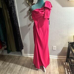 Elegant Pink Off-Shoulder Evening Gown